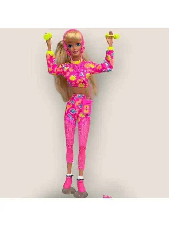 SING Vintage 1980s Working Out Barbie With Outfit Accessories Cassette Dumbbells