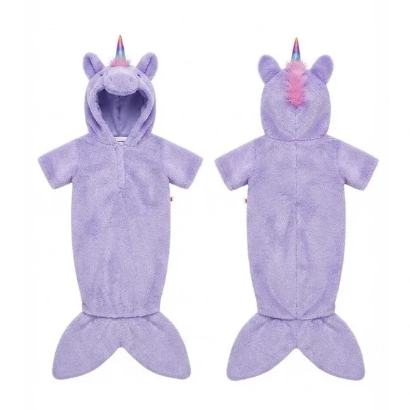 Build-A-Bear Workshop Purple Unicorn Mermaid Costume Shimmer Plush Hooded Outfit