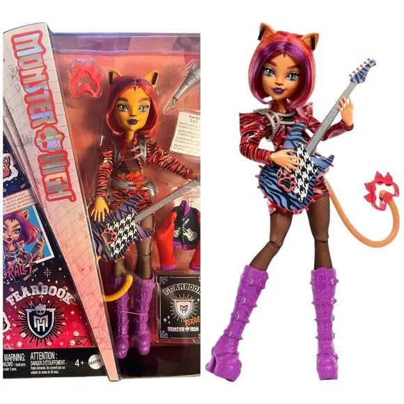 Monster High Toralei Doll Fearbook Set w/ Guitar, Jacket 2023 Refresh NEW Sealed