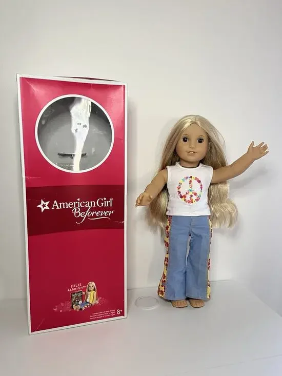 American Girl Retired Julie Albright Doll In Box EUC! Hippie Flower Child Boho