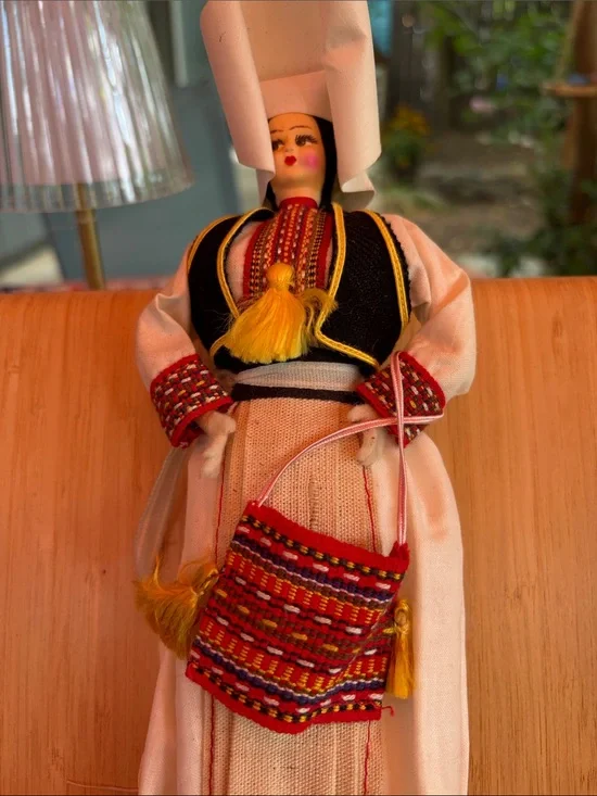Traditional Folk Doll in Red & Cream Costume
