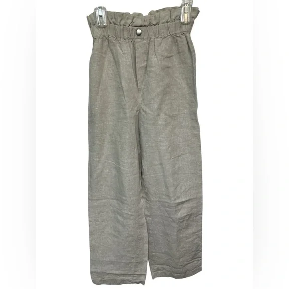 Reformation 100% Linen Pants Women’s Sz 0 Beige Elastic Waist Straight Leg NWOT