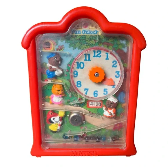 Vintage Mattel Fun Oclock Learning Toy Clock Marble Run Red 9832-2129 1980s