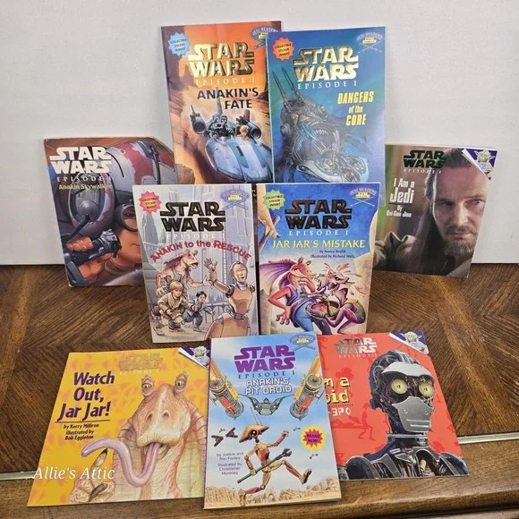Star Wars Episode 1 Set Childrens Kids Books Lot Of 9 Stickers Jarjar Anakin