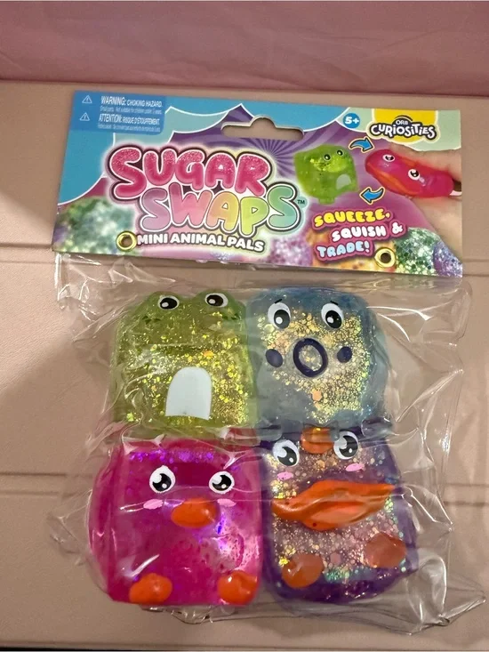 Sugarswaps Mini Animal Pals 4-Pack Squishy Toy Set - Green, Blue, Pink, Purple