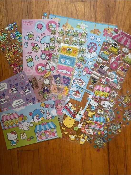 Sanrio Pastel Sticker Collection – Pink, Blue, Yellow & Green