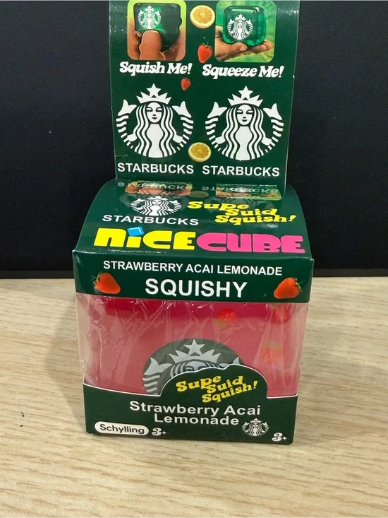 Starbucks NiceCube Strawberry Acai Lemonade Squishy Toy - Pink