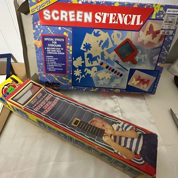 Playtime Artparts Screen Stencil & Up-Periscope Vintage‎ Toy Set Kids Multicolor