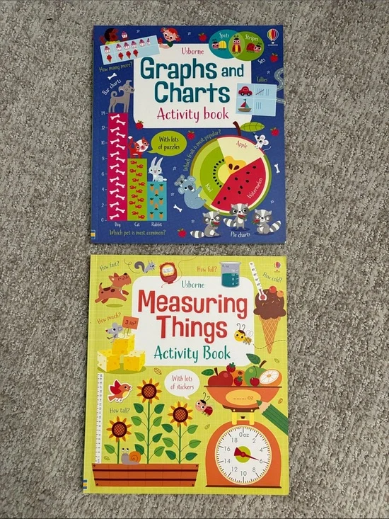 Usborne Activity Book Set - Graphs and Charts & Measuring Things