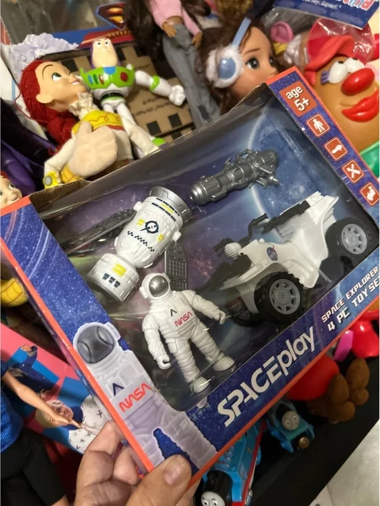 SPACEplay Space Explorer 4 Piece Toy Set - Astronaut, Rover, Satellite, and Tool