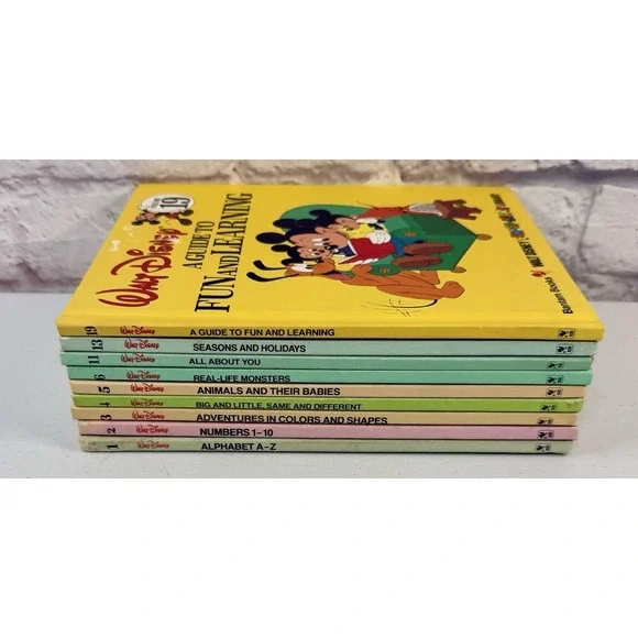 Vintage 1983 Disney Fun To Learn Books Hardcover Lot Of 9 Beginner