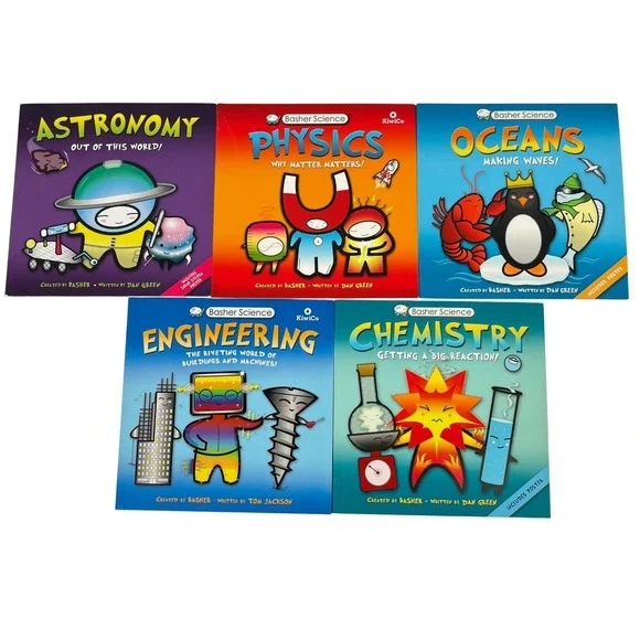 Basher Science STEM Book Set‎ Astronomy Physics Oceans Engineering Chemistry 5pk