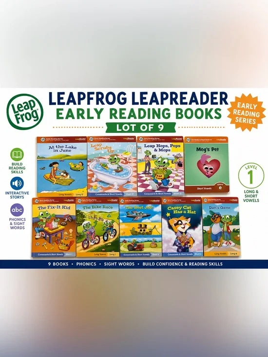 LeapFrog LeapReader Early Reading Books Bundle of 9 Learn to Read Set