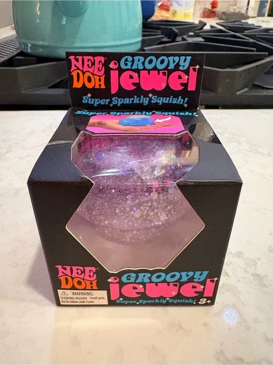 Nee Doh Groovy Jewel - Sparkly Purple full size Squish Toy
