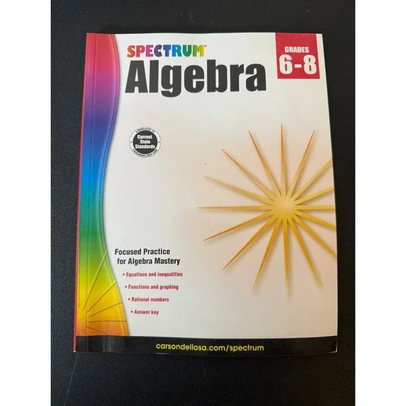 Spectrum Algebra Workbook Grades 6-8‎ Middle School Math Practice