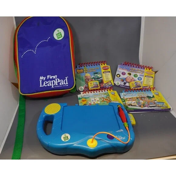Leapfrog My First LeapPad Learning System Lot System Games Books Backpack Works!