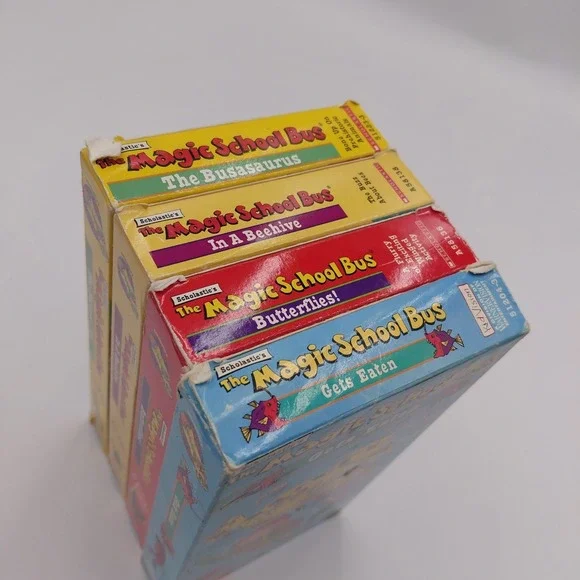 90s 4 VHS Magic School Bus Tapes Lot Education Family Kids Learning Cartoon