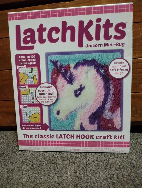 Unicorn Mini-Rug Latch Hook Kit - Pink, Purple, Blue