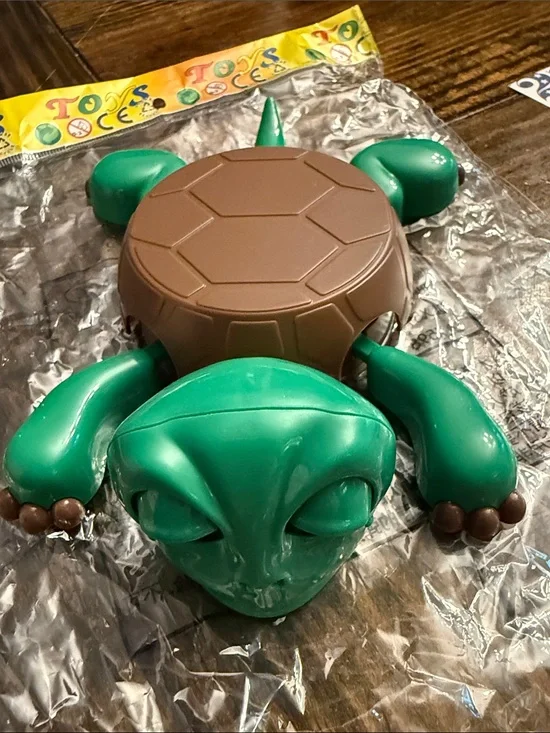 Green and Brown Water Turtle Toy w/Movable Legs (~7” L)