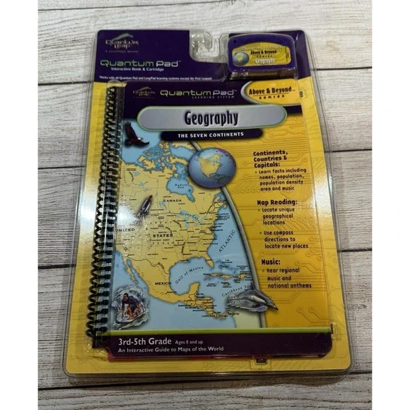 Leap Frog Quantum Pad Geography Interactive Book & Cartridge New & Sealed Tb8