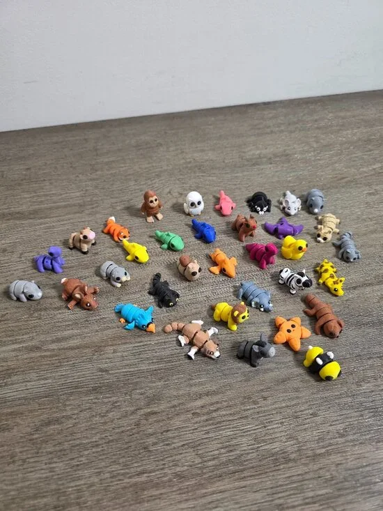 Assortment of 34 Mini 3D Printed Animal Figurines Fidget Toys Desk Pets School