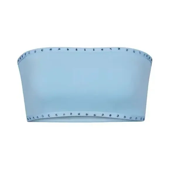 Skims Rhinestone Bandeau Bikini Top Blue Size 2X