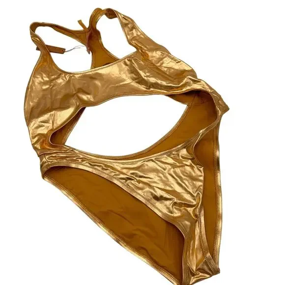 Skims Gold Cut Out One Piece Swim Swimsuit New with tags Size 2X