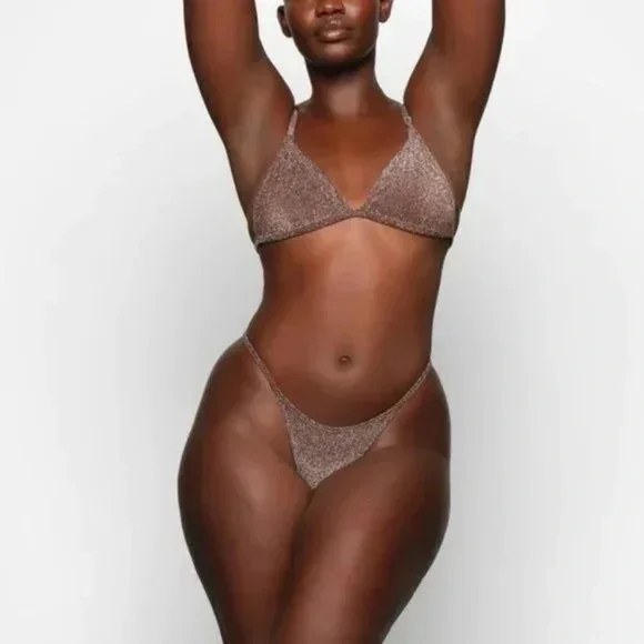SKIMS Glitter Swim String Thong ~ Sienna ~ 4X ~ NWT!