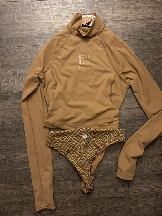 SKIMS Tan Logo Swim Top