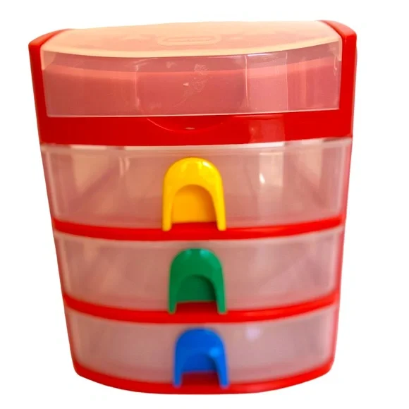 Vintage Three Drawer Desktop Organizer and Covered Compartment by Little Tikes.