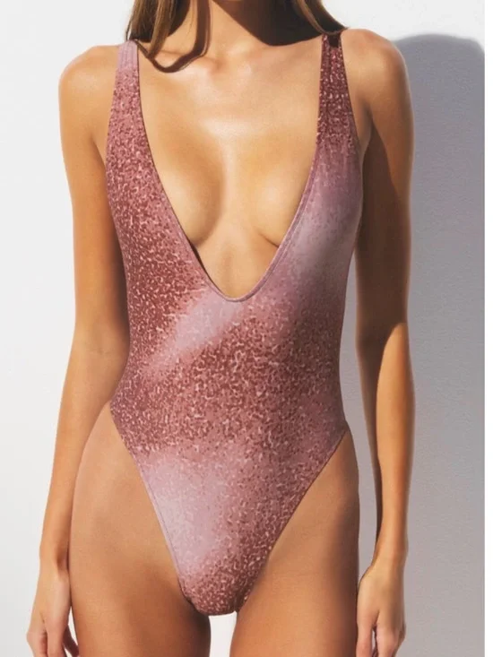 🩱 SIMS Signature Swim Plunge One Piece Swimsuit | Henna FX Ombre Print | S | NWT