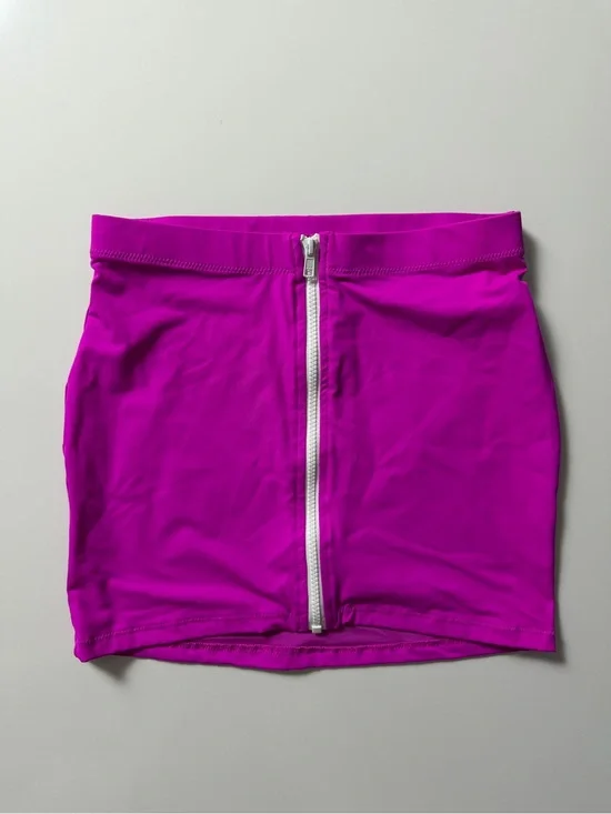 Skims Sporty Zipper Swim Skirt Cover Up, Hibiscus Hot Pink, Size M