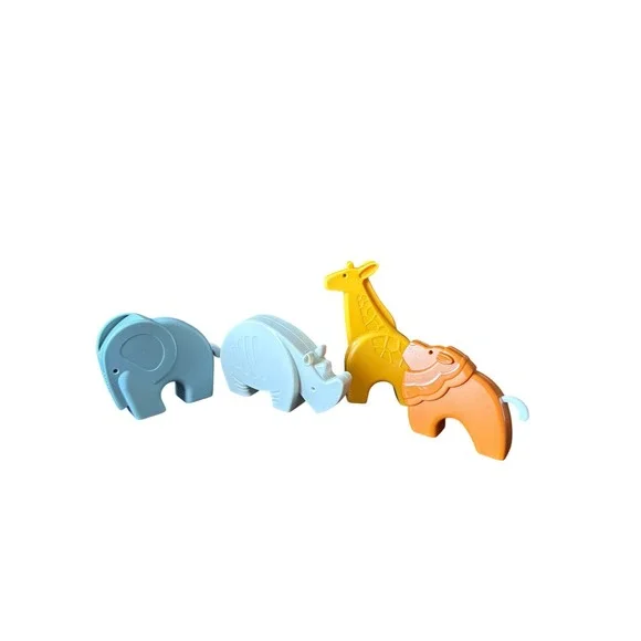 Halilit Animal Rattle Set Elephant Giraffe Rhino Lion‎ Baby Sensory Montessori