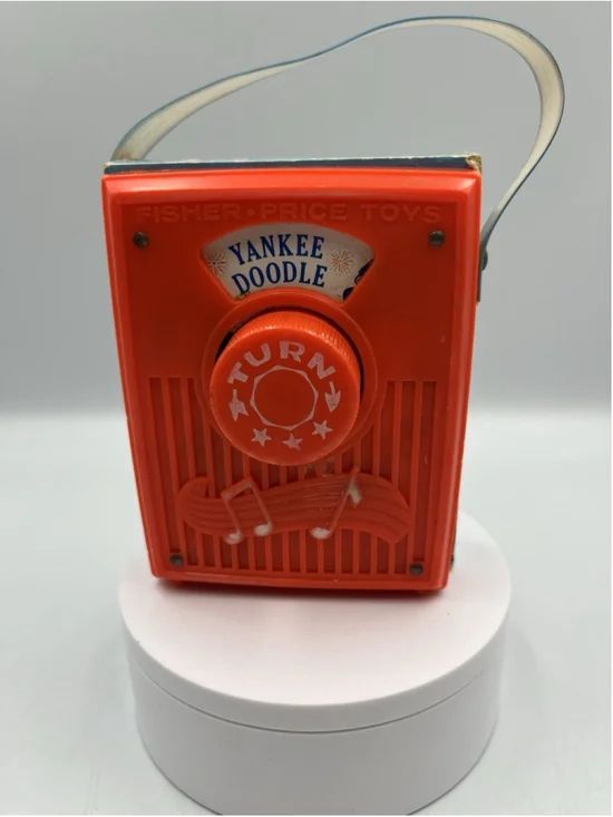 Vintage Fisher Price Musical Pocket Radio Yankee Doodle Toy 1970s Kids Music Box