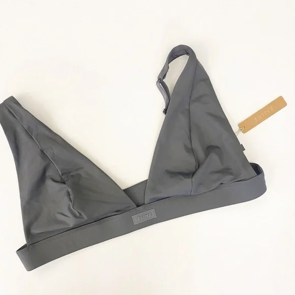 SKIMS || Signature Swim‎ Plunge Bikini Top Gunmetal Grey 3X NWT