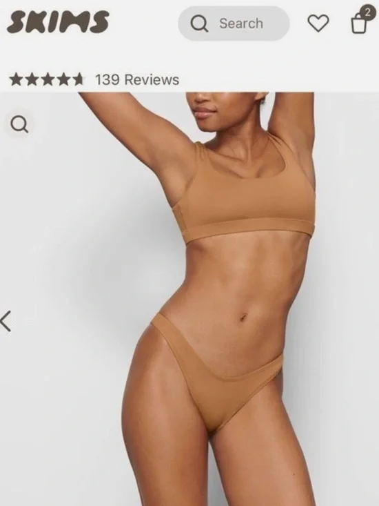 SKIMS Caramel Scoop Bralette & High-Cut Bikini- matching 2 piece set size M