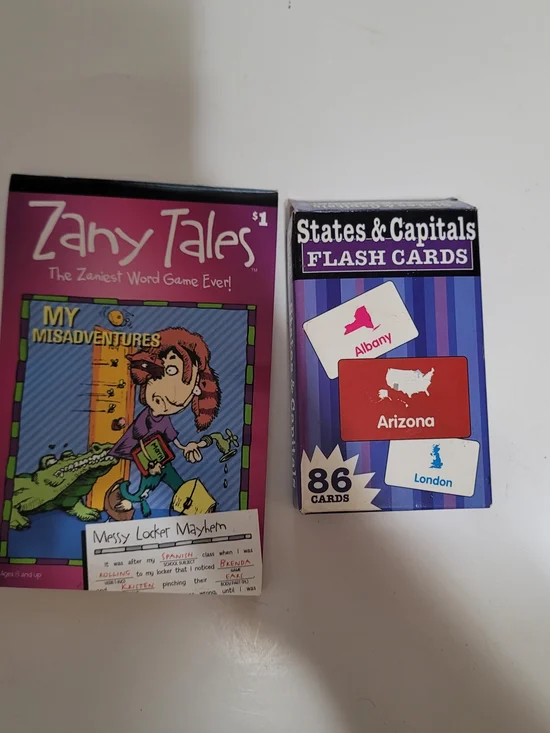 Zany Tales Card Game & States & Capitals Flash Cards - Purple / Blue