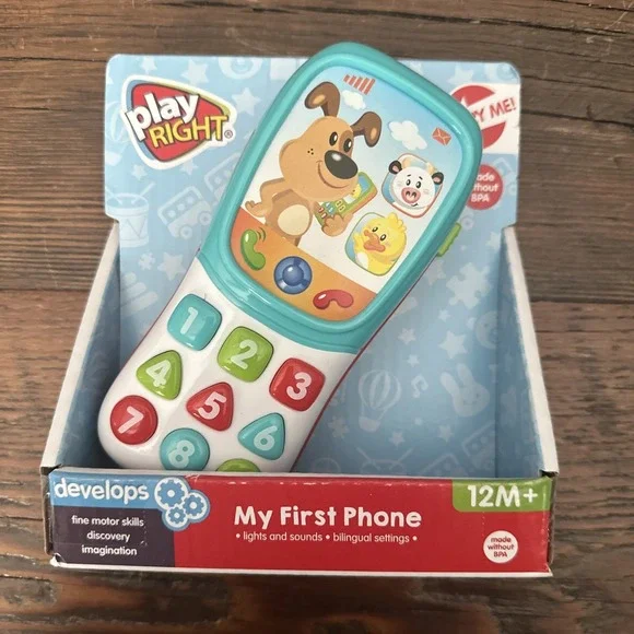 New Play Right My First Phone Bilingual Settings Lights & Sounds Children Toys