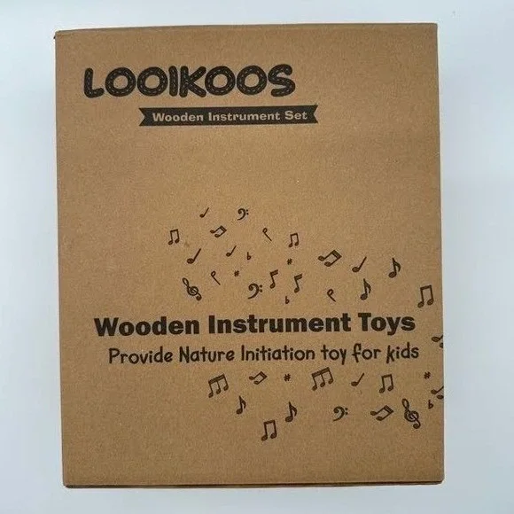 LOOIKOOS Wooden Musical Instrument Set for Kids Percussion Toy Kit Educational