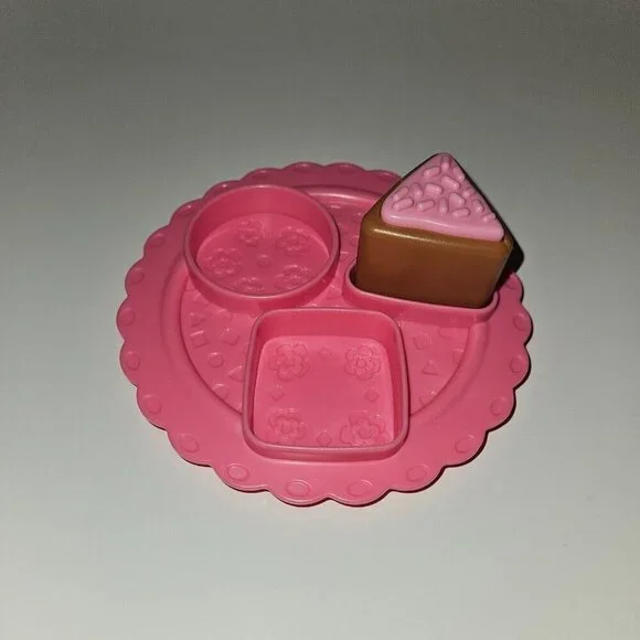 VTG Fisher Price Say Please Tea Set REPLACEMENT PIECES Pink Plate Triangle Cake