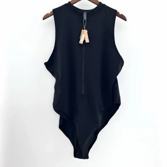 SKIMS Black High-Neck One-Piece Swimsuit