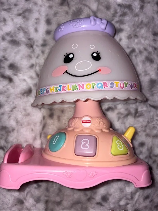 Fisher-Price Pink, Purple & White Interactive Alphabet Lamp Toy