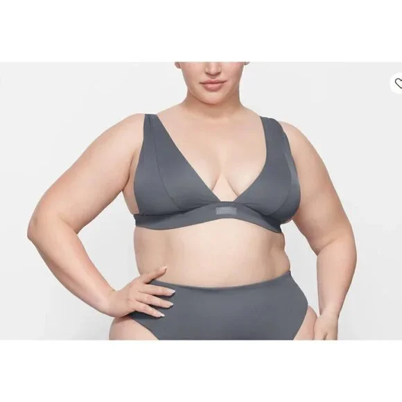 New with Tags Skims PLUNGE BIKINI TOP SZ L in GunMetal