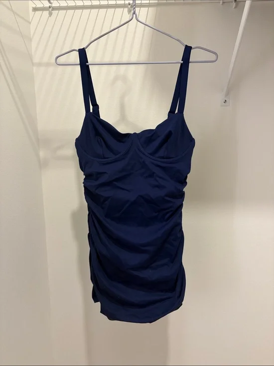 Skims Navy Ruched Tank Swim Dress medium