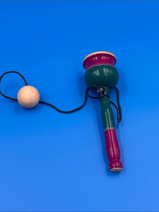 Classic Wooden Ball-and-Cup Toy - Green and Magenta