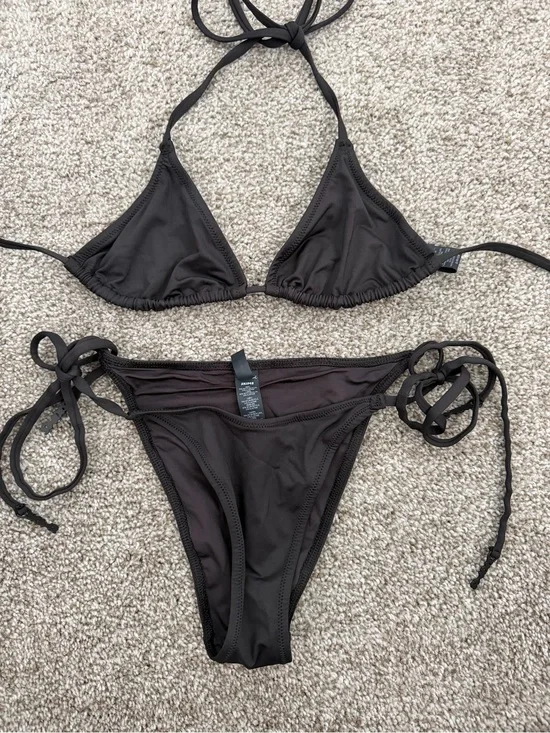 SKIMS Signature Swim Onyx Triangle Bikini Set S XS