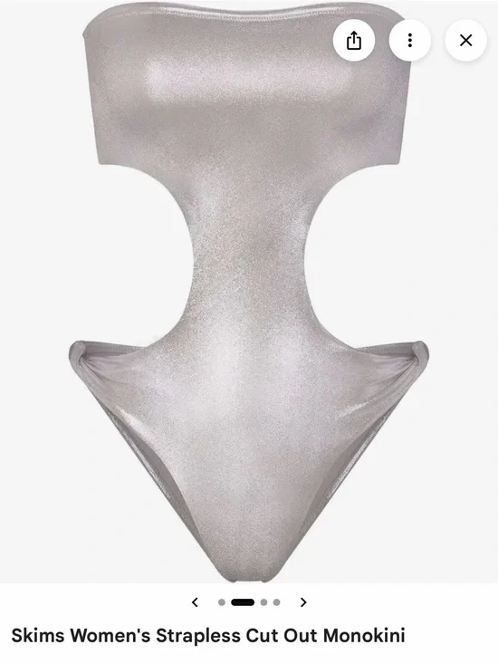 SKIMS Silver Strapless Cut-Out Monokini