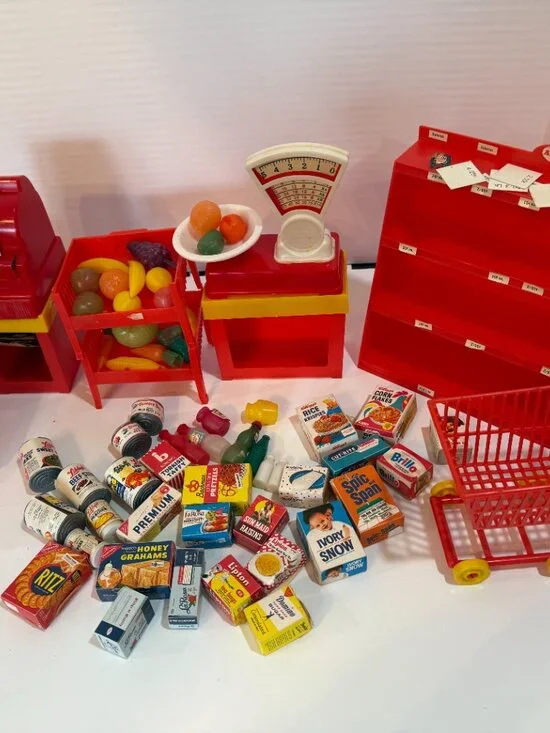 Vintage Amsco Supermarket With Original Box 1965 Shopping Playset W Accessories