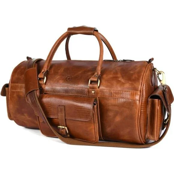 Aaron Leather Duffle Bag for Men, 35L Overnight Weekender Garment Duffel Bags