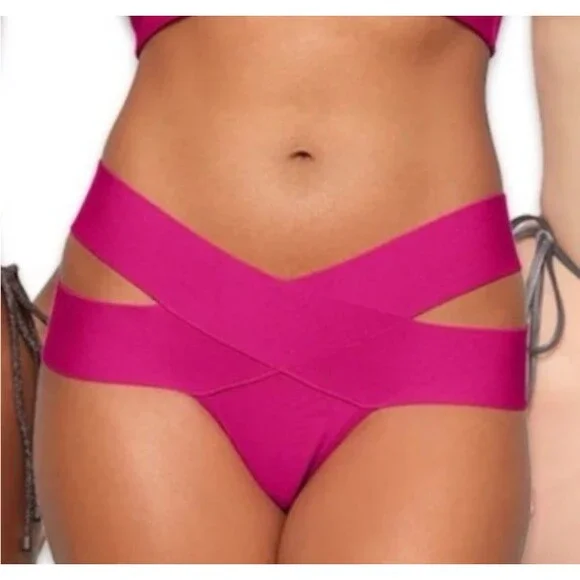 Skims Swim Knit Strappy Bikini Bottom Magenta Size 3X